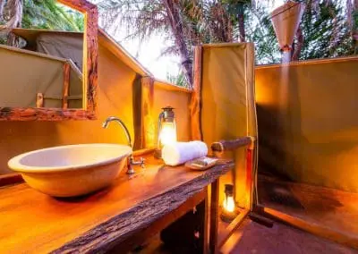 busanga plains camp bathroom view